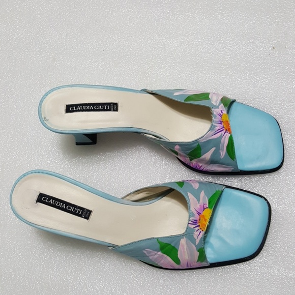 🎈CLAUDIA CIUTI🎈flowers print heels size 8.5M - Picture 2 of 8